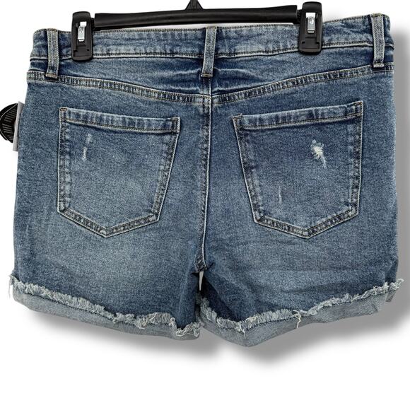 NEW Celebrity Pink Denim Shorts Size 11 Mid Rise Blue Jean Cuffed Distressed - Picture 3 of 6
